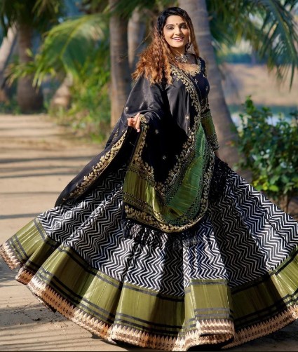 Butter Silk Lehenga Choli with Real Mirror Work